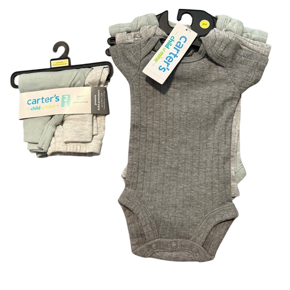 Carter’s Child of Mine Preemie Baby Bundle NWT 5 Pieces Onesies & Pants Oeko-Tex